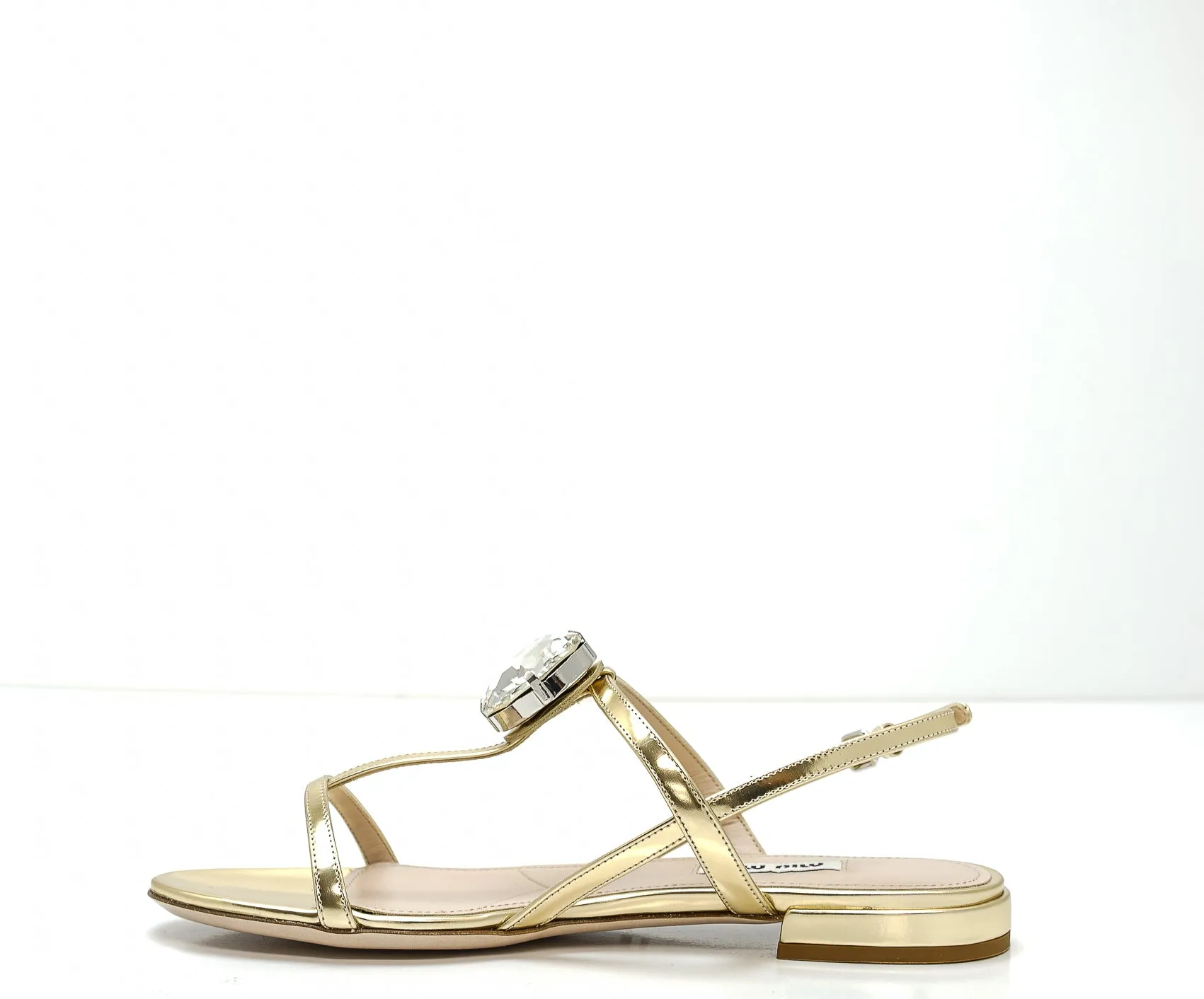 Miu Miu Women's Gold Jewel Flat Sandal 5X947