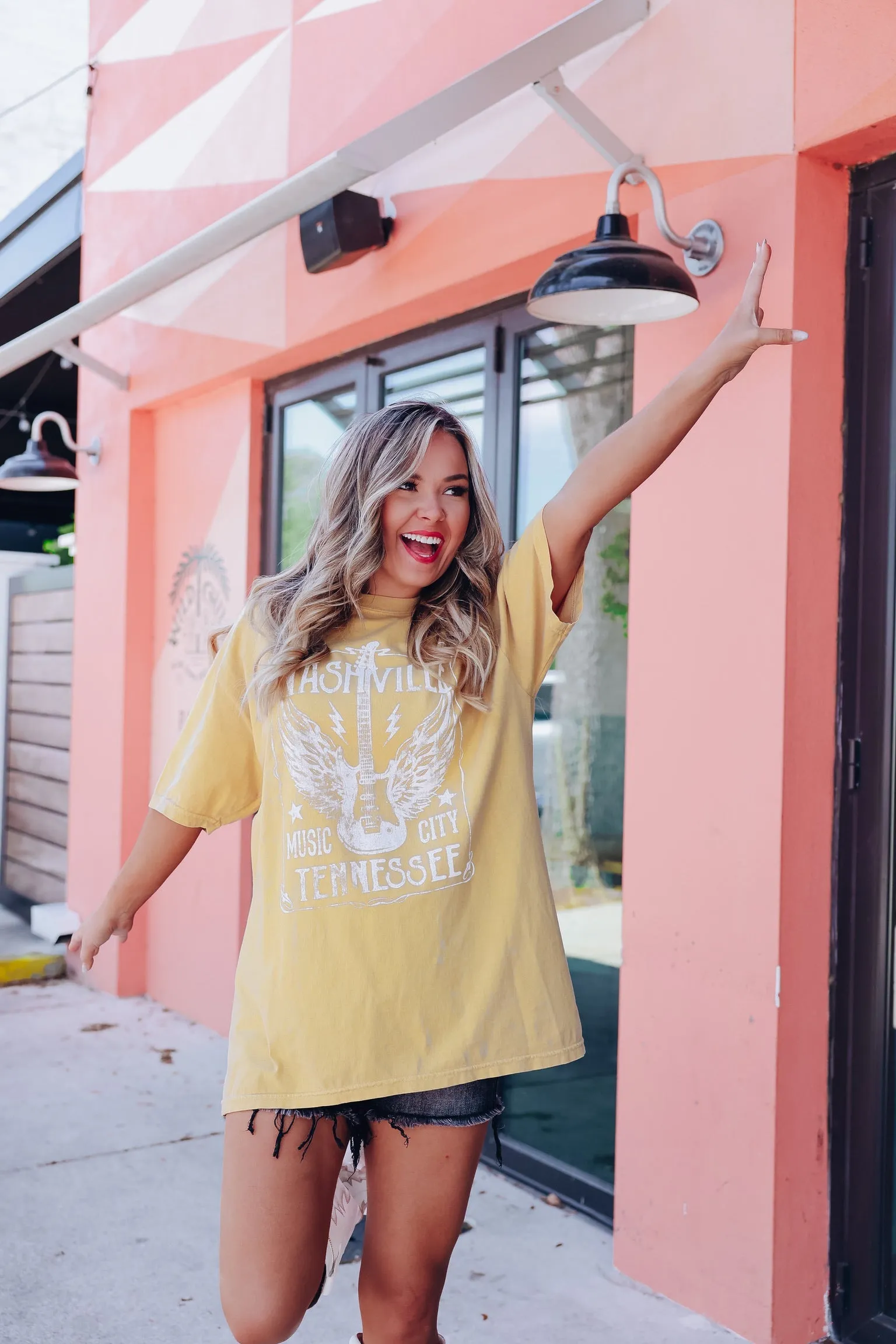 Nashville Music City Graphic Tee - Mustard