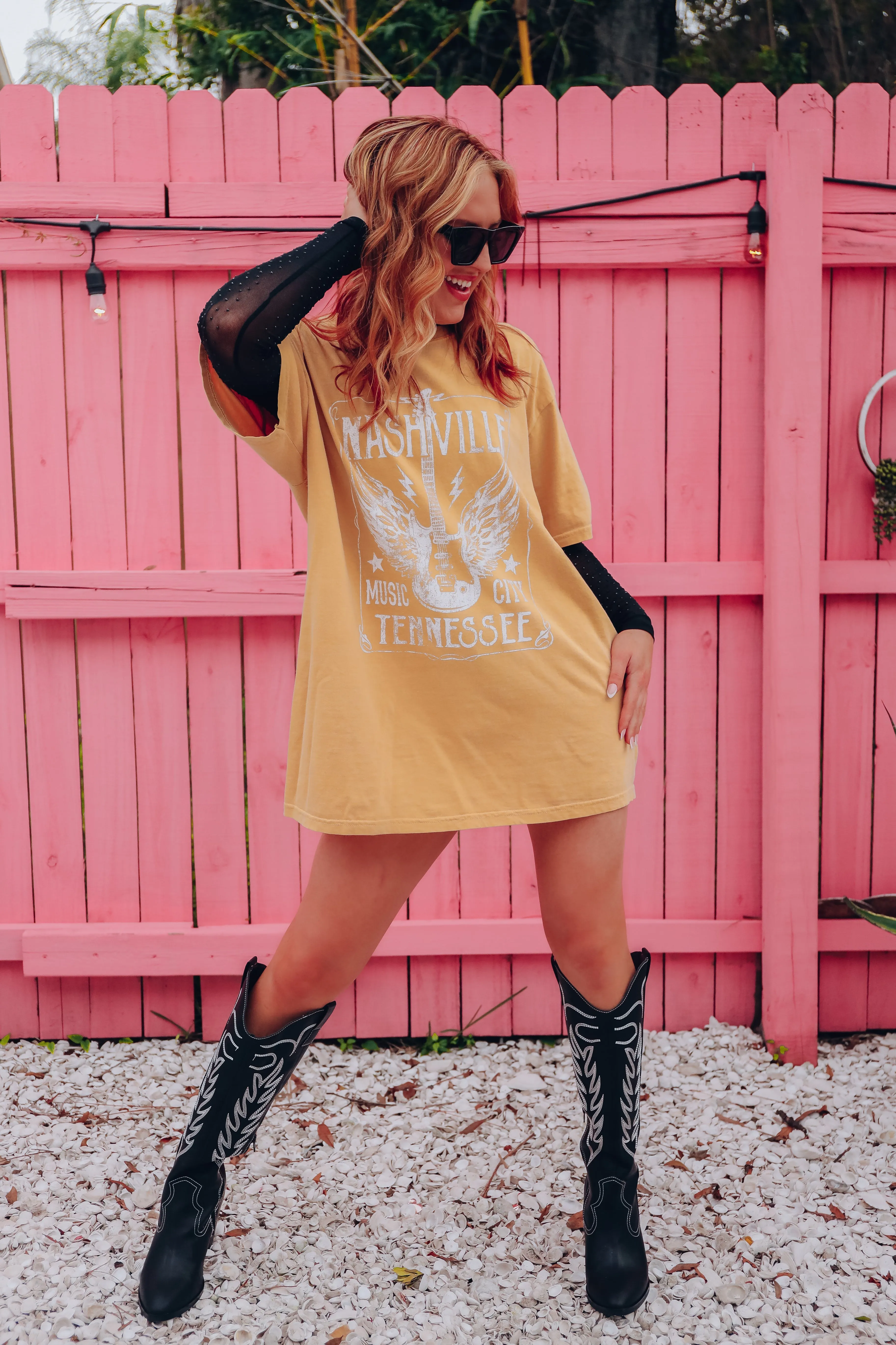 Nashville Music City Graphic Tee - Mustard