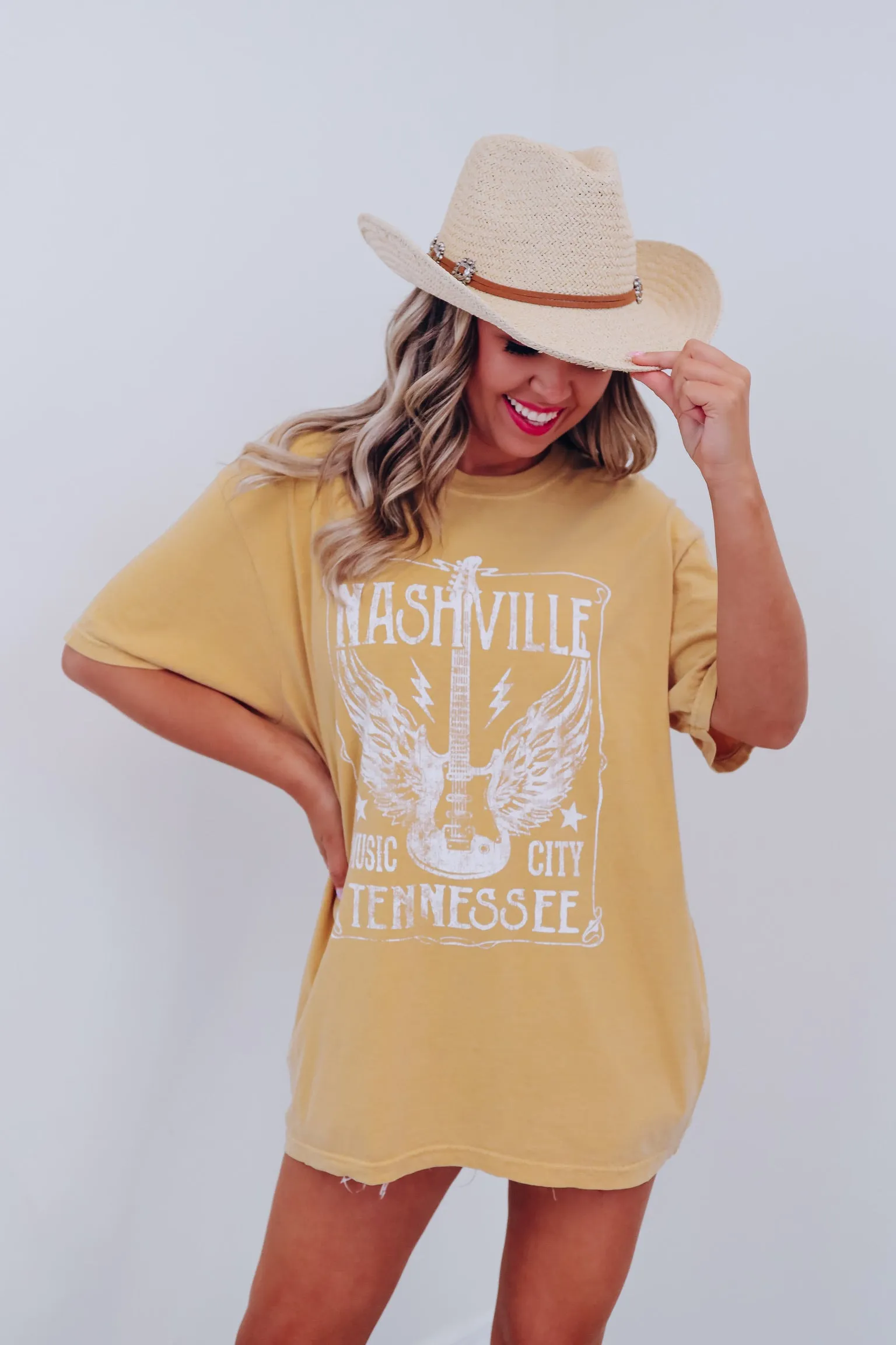 Nashville Music City Graphic Tee - Mustard