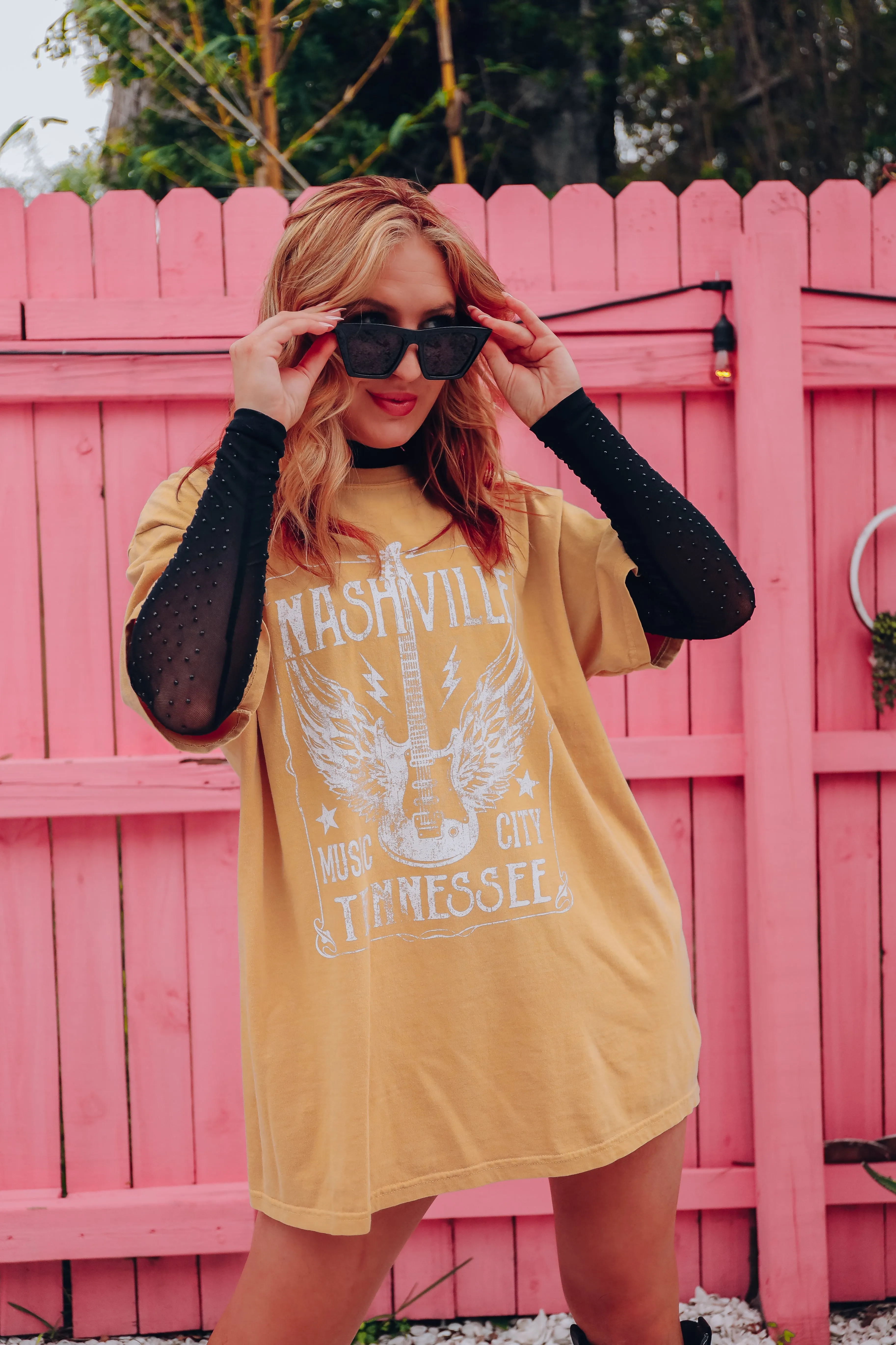 Nashville Music City Graphic Tee - Mustard