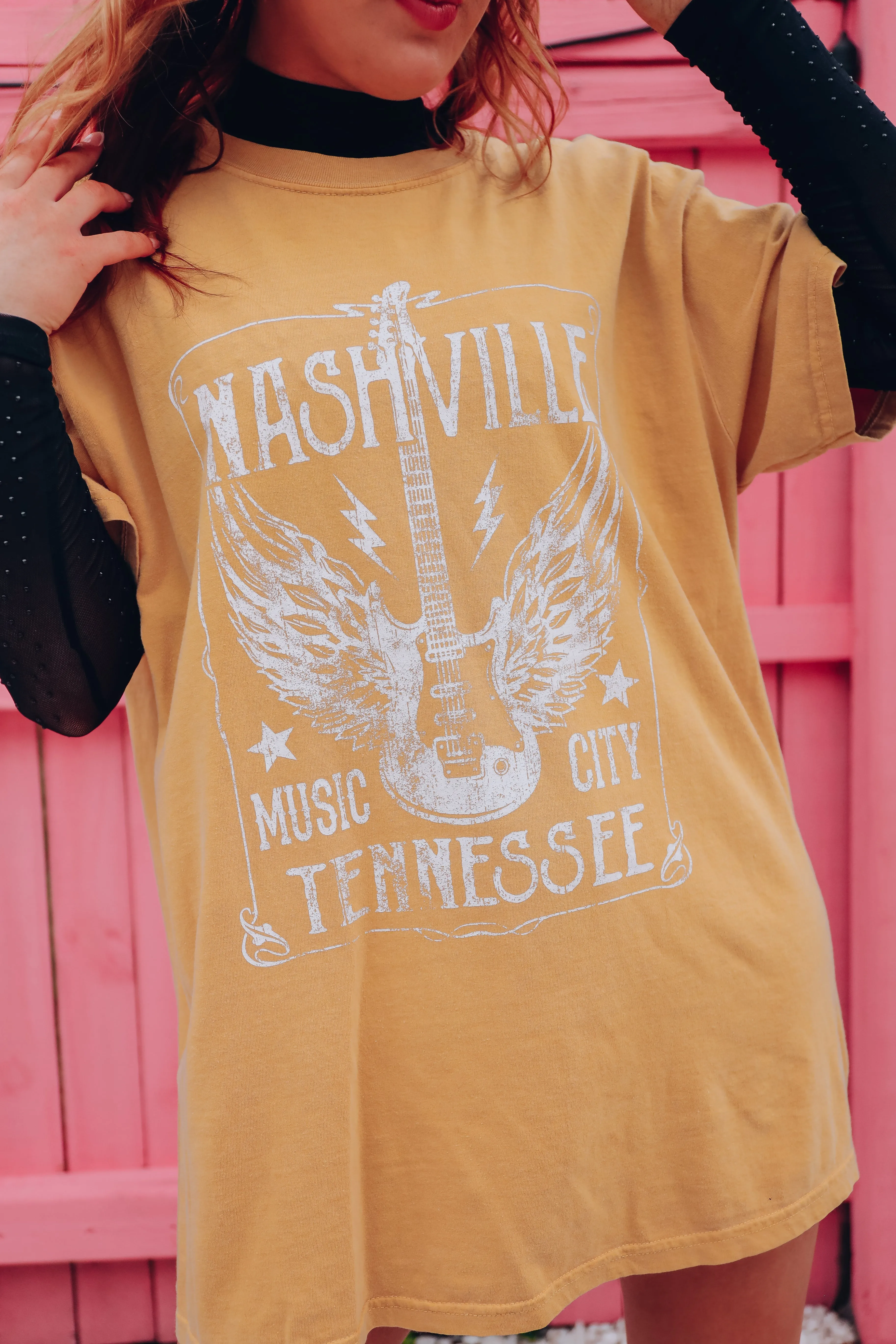 Nashville Music City Graphic Tee - Mustard
