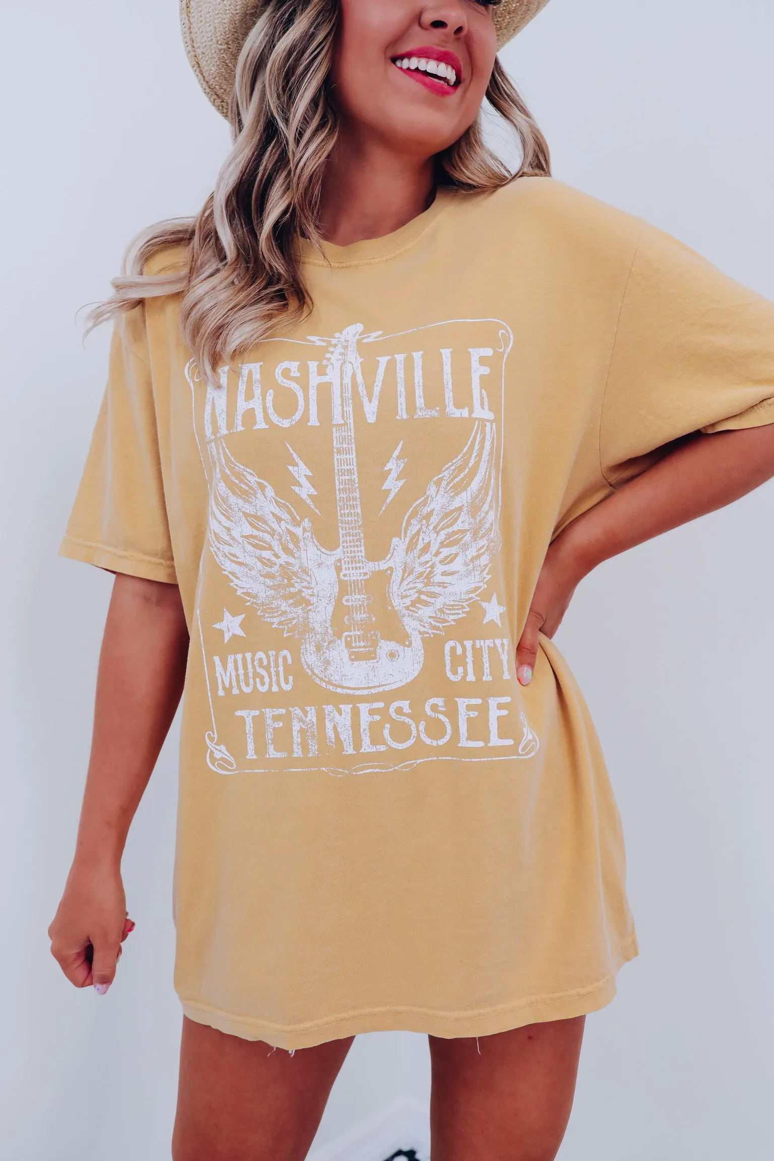 Nashville Music City Graphic Tee - Mustard