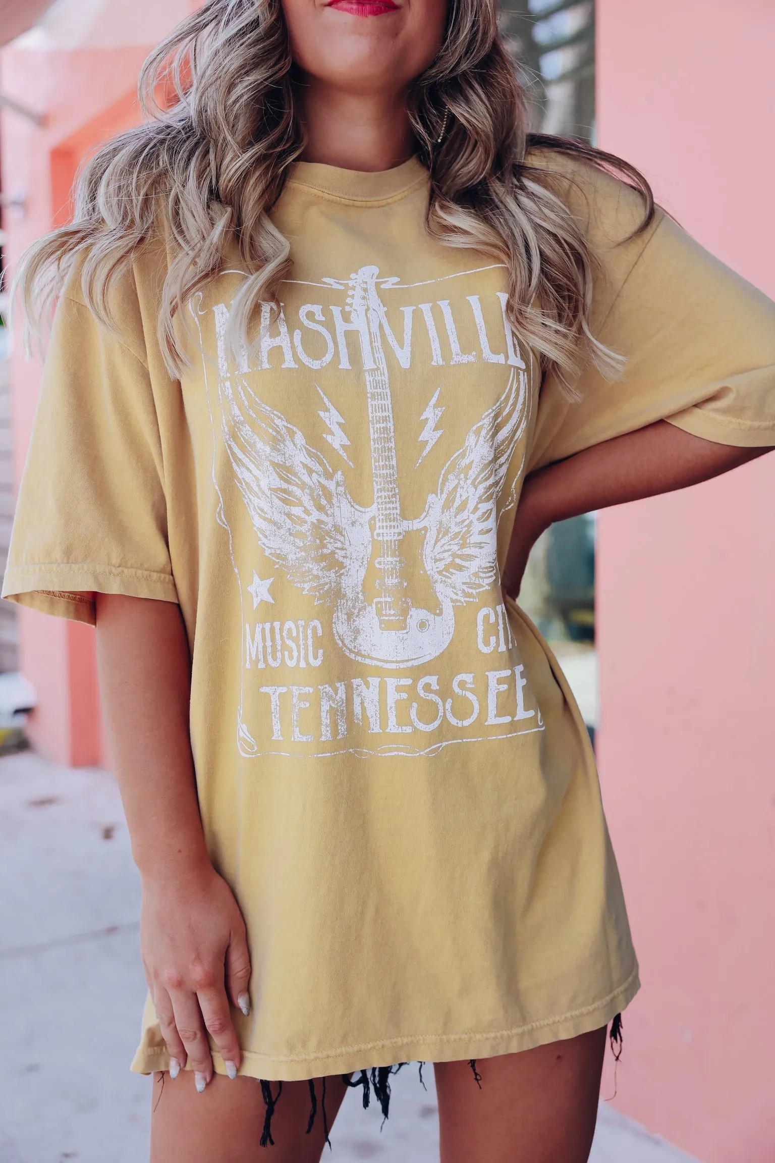 Nashville Music City Graphic Tee - Mustard