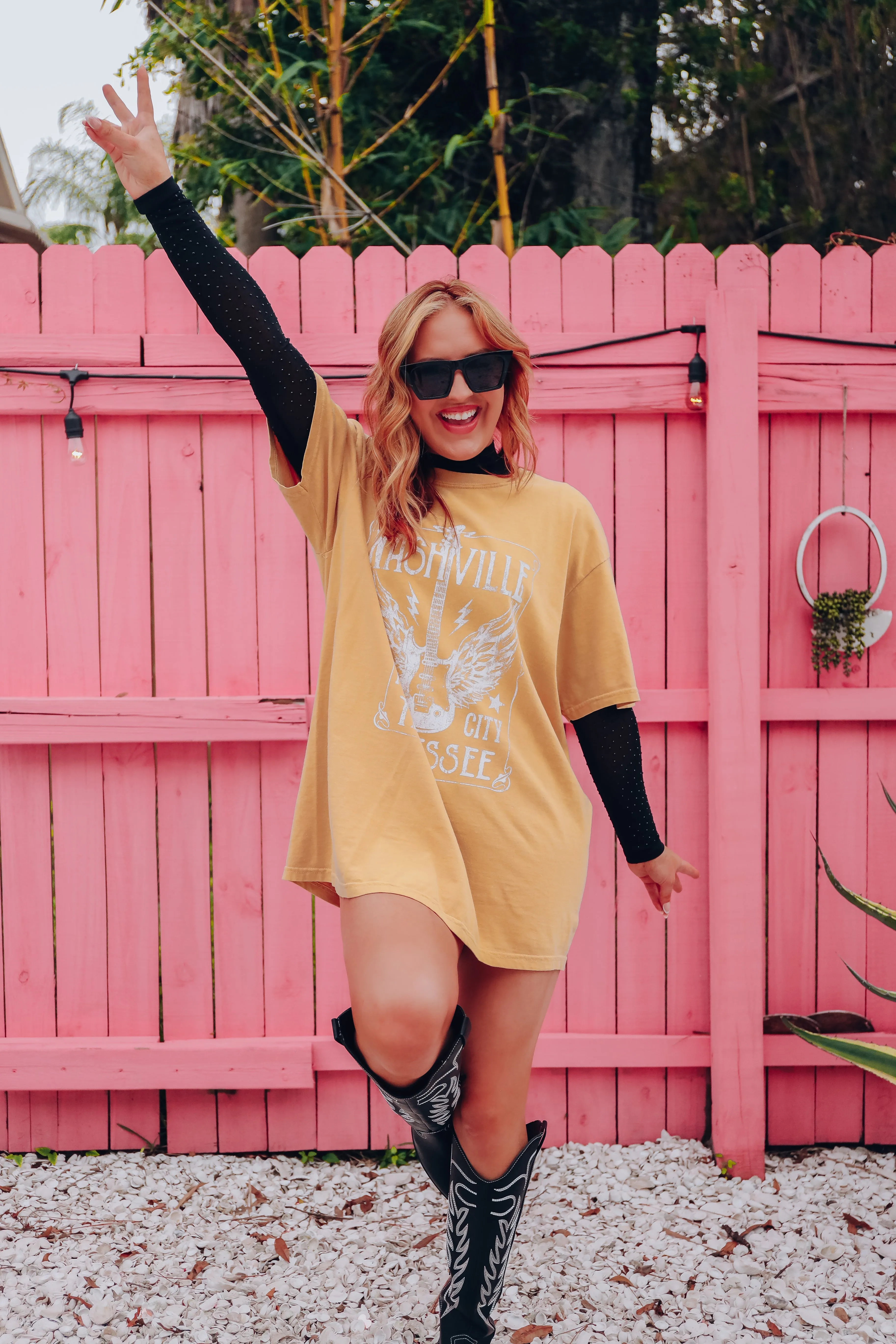 Nashville Music City Graphic Tee - Mustard