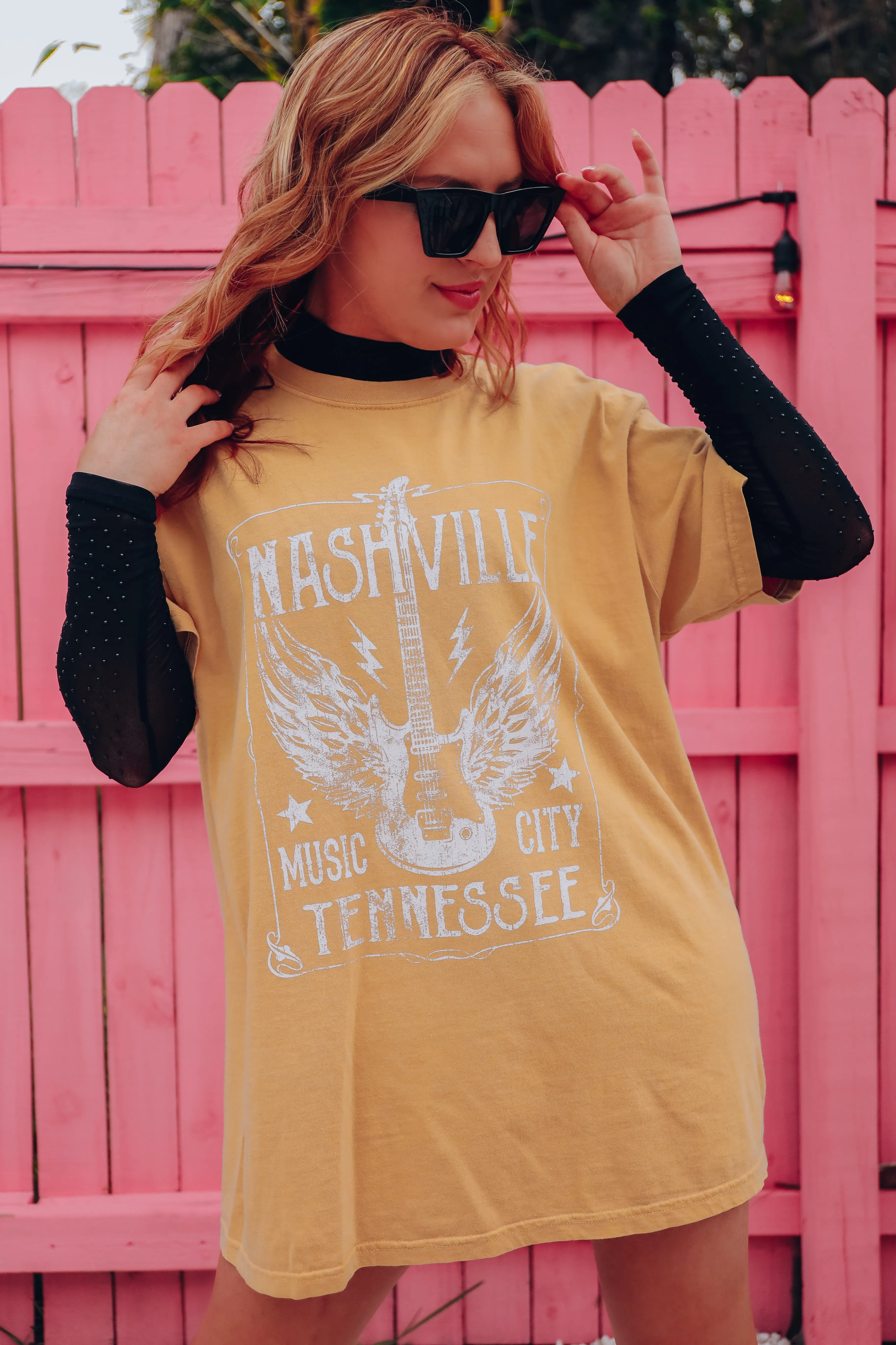 Nashville Music City Graphic Tee - Mustard