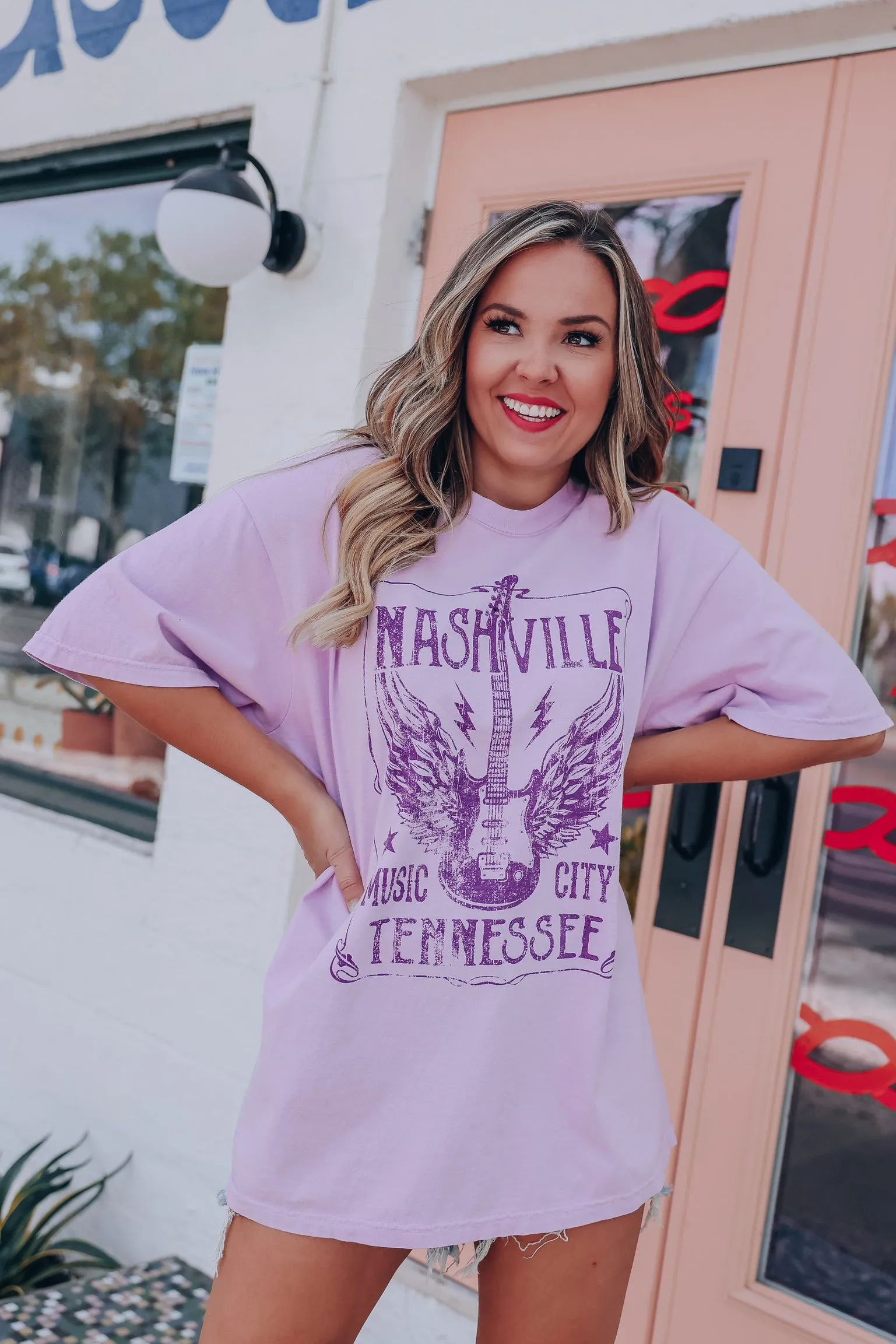 Nashville Music City Graphic Tee - Purple