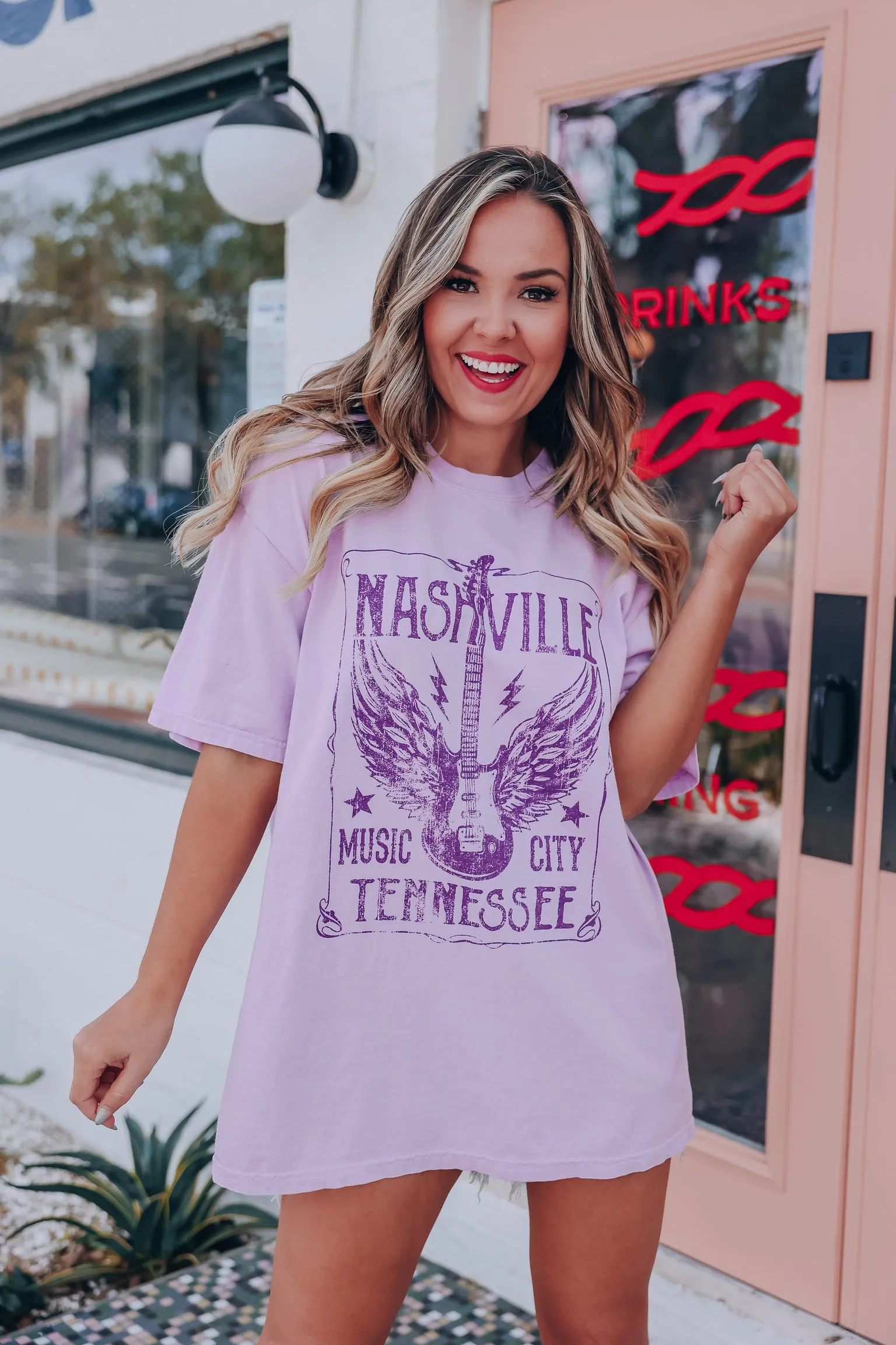 Nashville Music City Graphic Tee - Purple