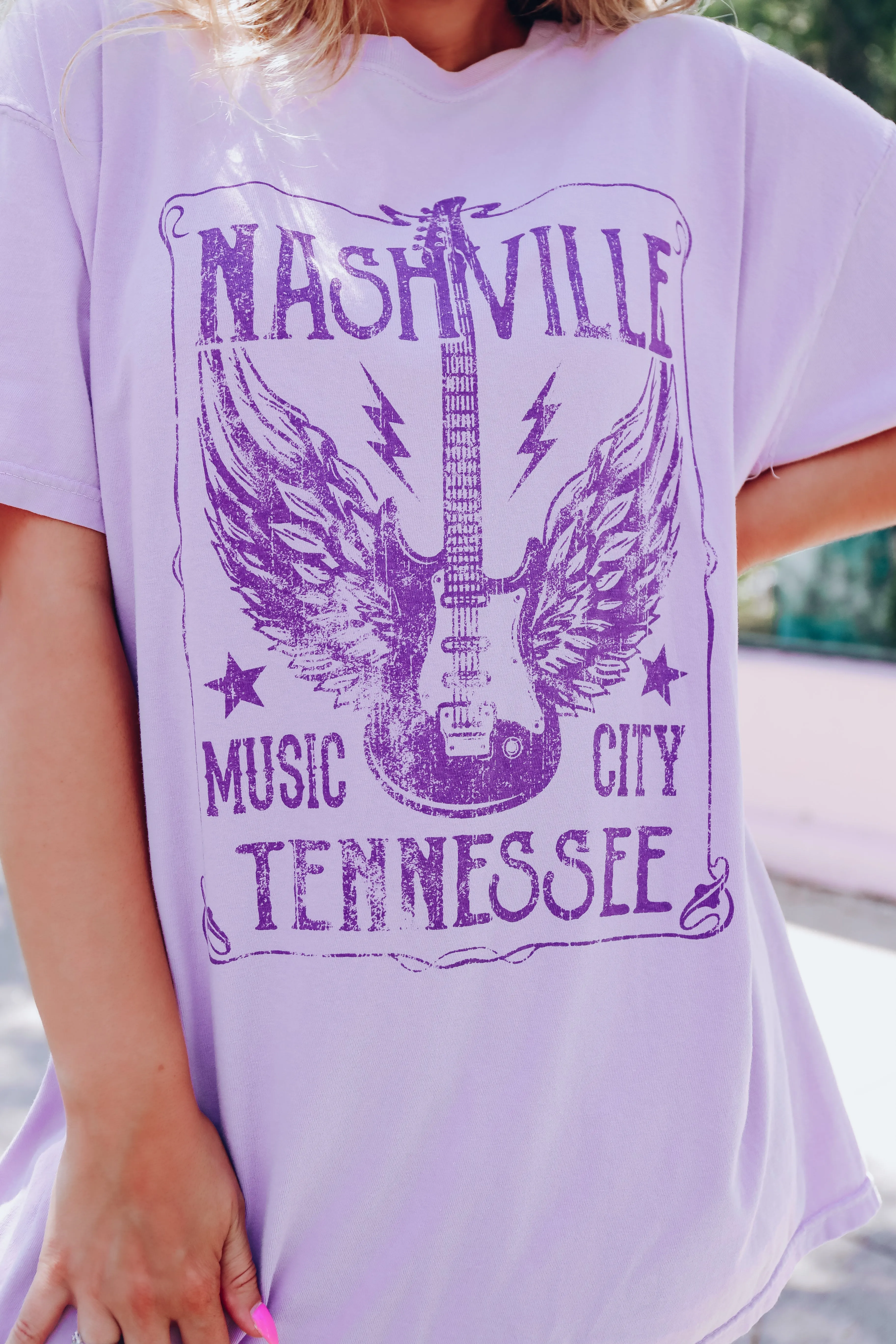 Nashville Music City Graphic Tee - Purple