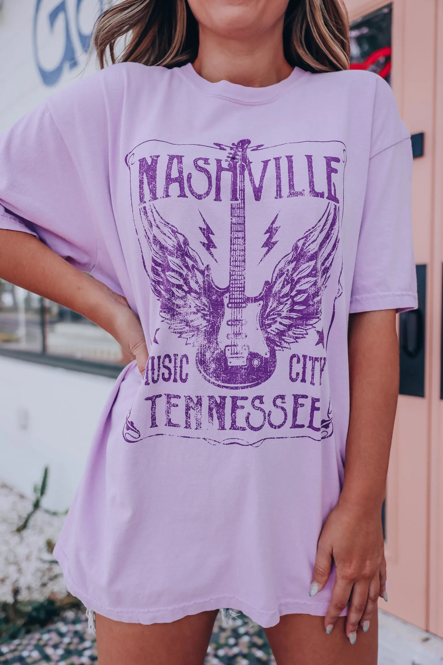 Nashville Music City Graphic Tee - Purple