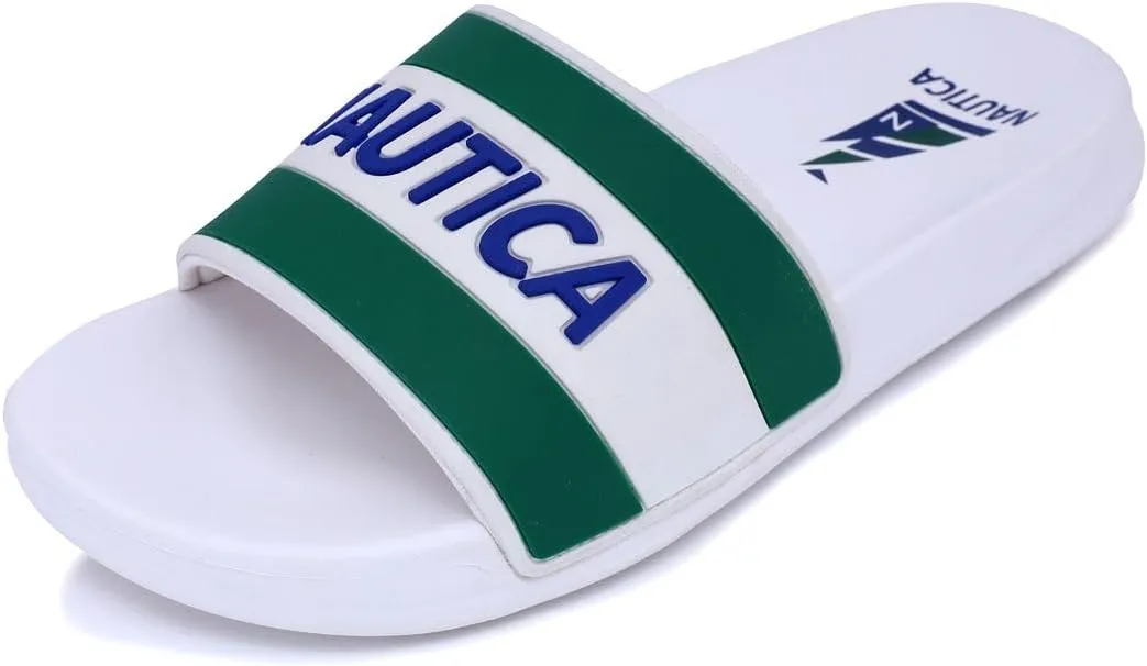 Nautica Women's Athletic Slide Sandals - Comfort Slip-On Shower Shoes, Quick-Dry Beach Sandals, Non-Slip Boat Slides for Pool & Casual Wear