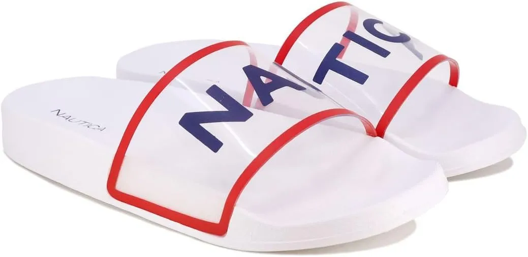 Nautica Women's Athletic Slide Sandals - Comfort Slip-On Shower Shoes, Quick-Dry Beach Sandals, Non-Slip Boat Slides for Pool & Casual Wear