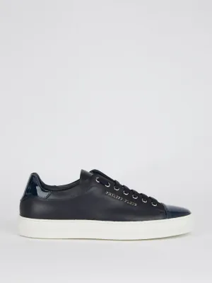 Navy Patent Leather Heel and Toe Patch Sneakers