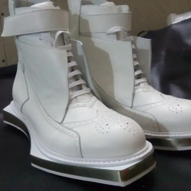 New Fashion Runway Genuine Leather Ankle Boots Men