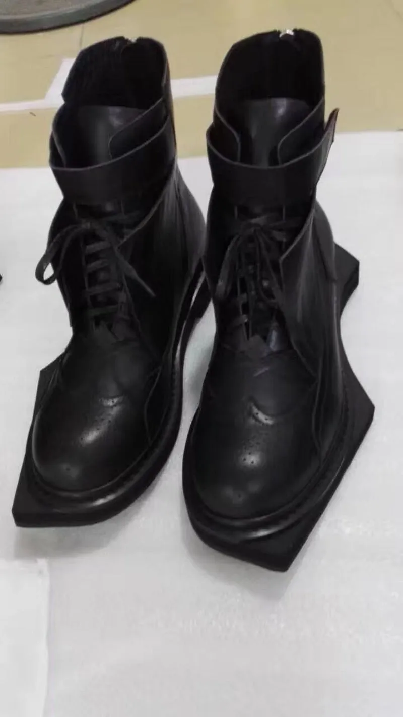 New Fashion Runway Genuine Leather Ankle Boots Men
