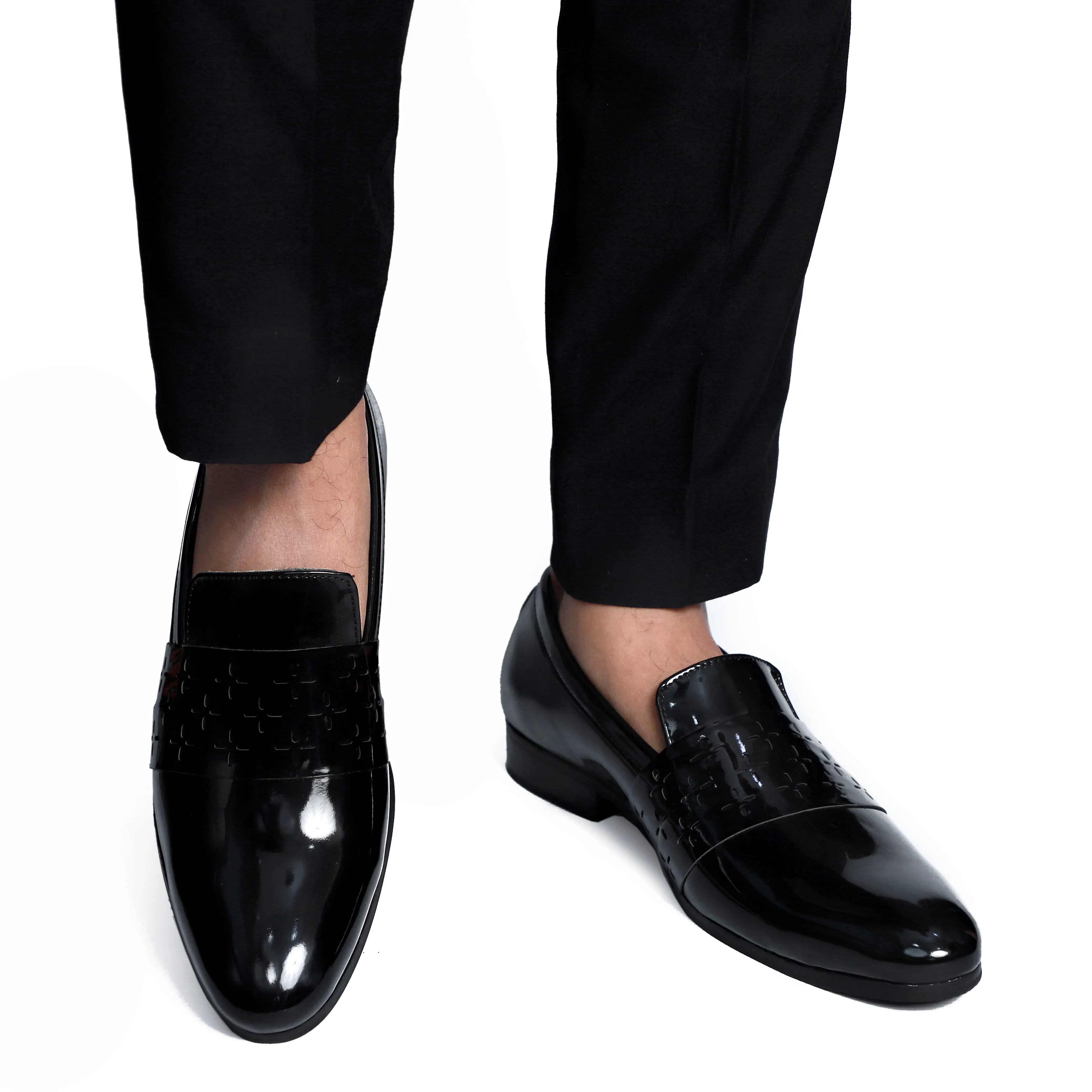 NICHE Black Patent Designer Vamp Loafers