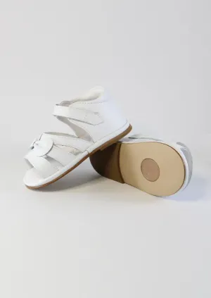 Olivia White Leather Sandals