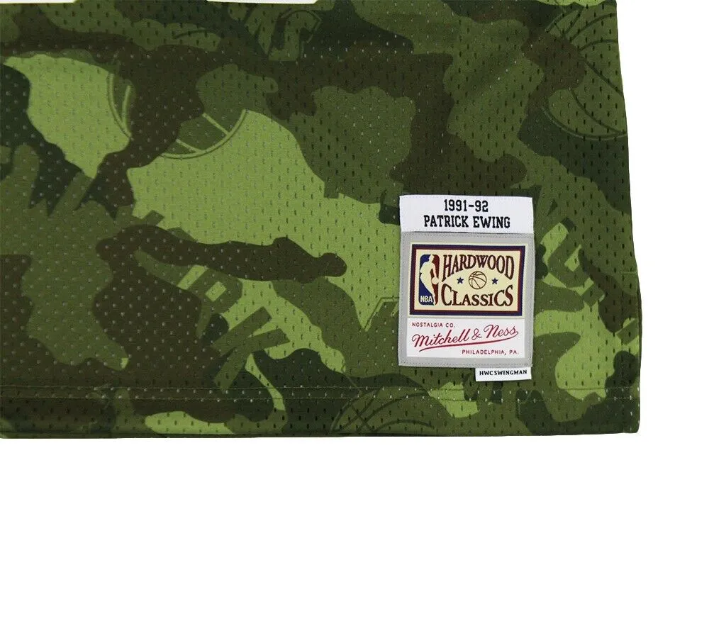 Patrick Ewing Signed New York Knicks Mitchell & Ness Swingman Green Camo Jersey
