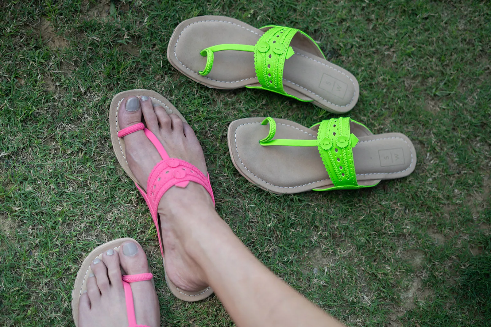 Peggy Fluoro Kolhapuri Sandals
