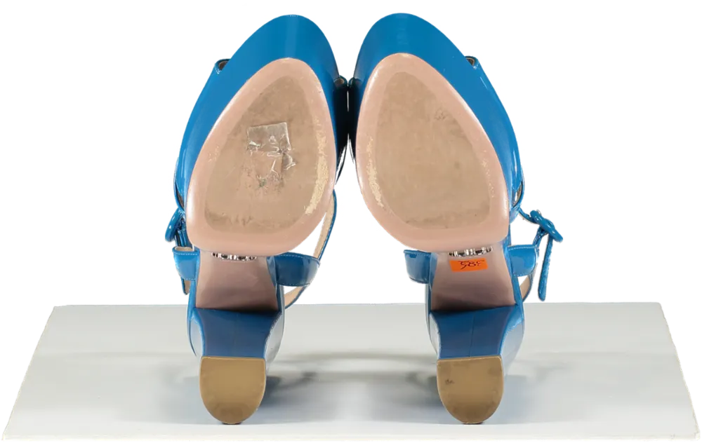 Prada Blue Patent Platform Leather Sandals UK 5.5 EU 38.5 👠