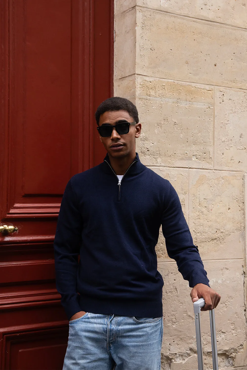 Quarter-zip Dark Blue Sweater