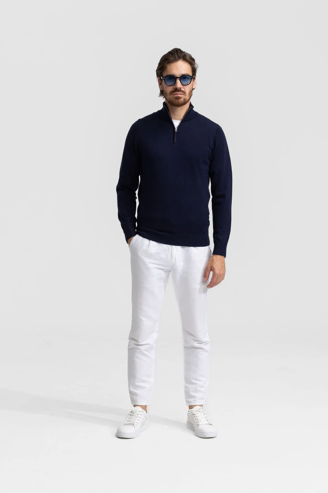 Quarter-zip Dark Blue Sweater
