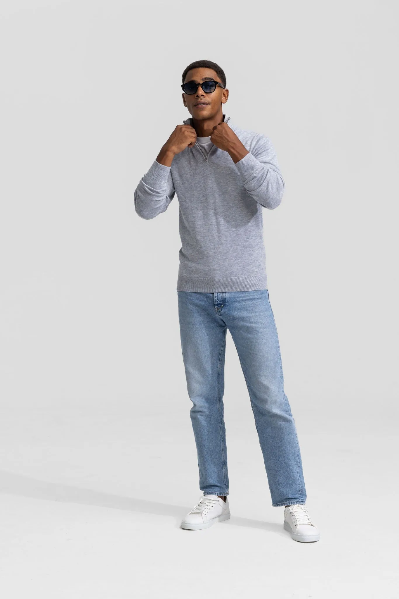 Quarter-zip Grey Sweater