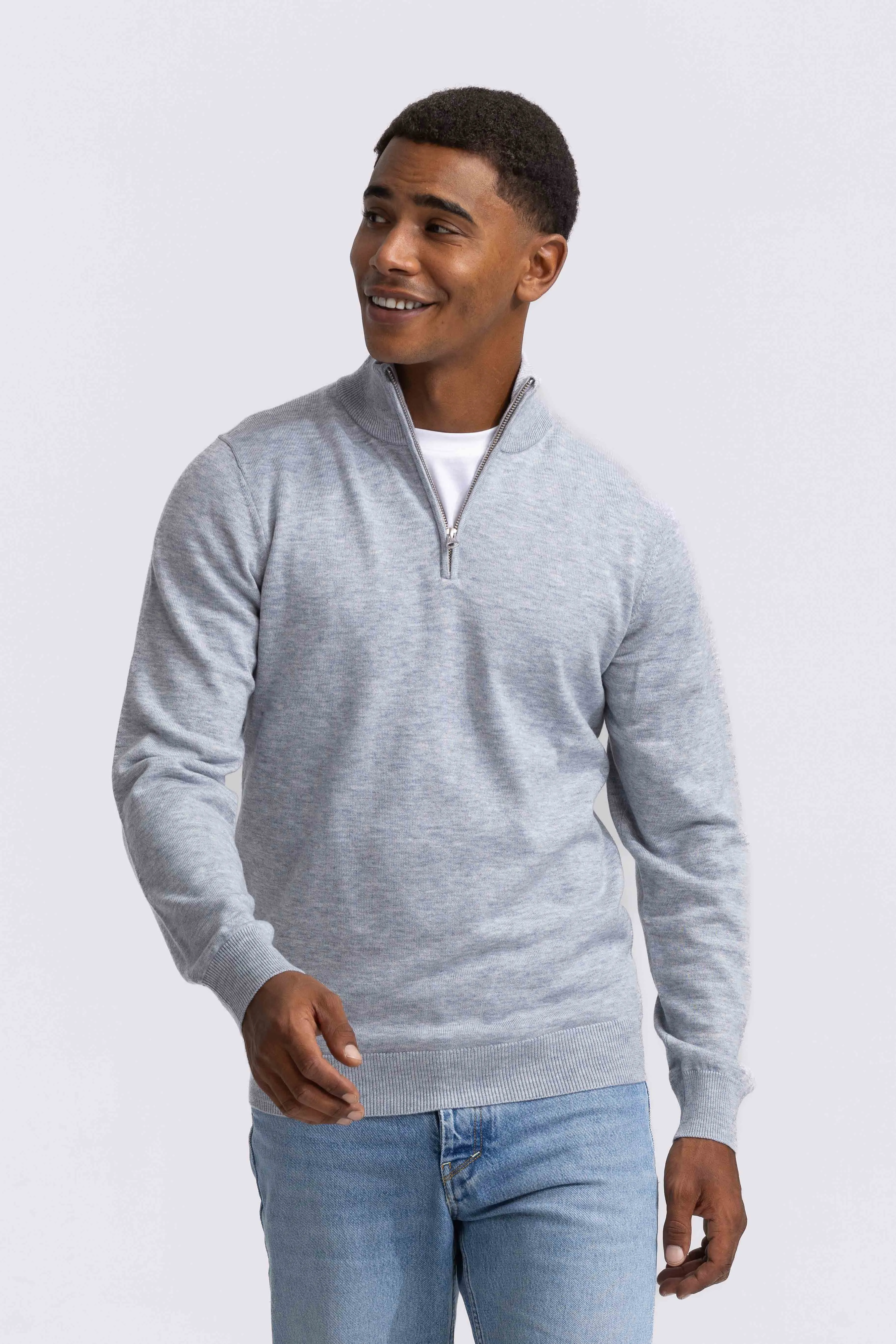 Quarter-zip Grey Sweater