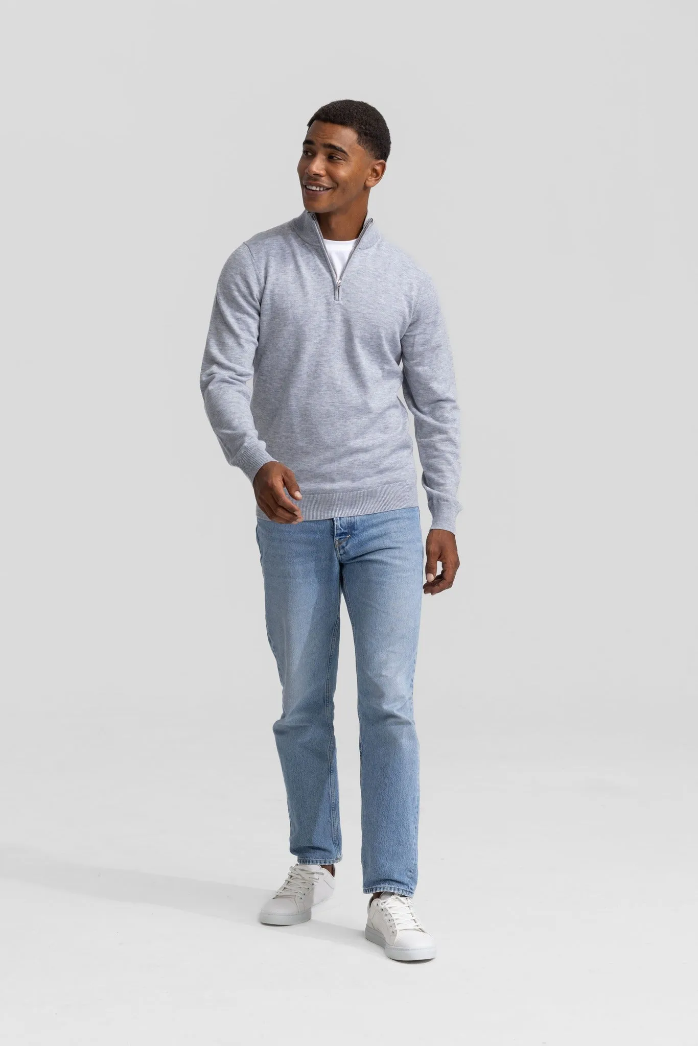 Quarter-zip Grey Sweater