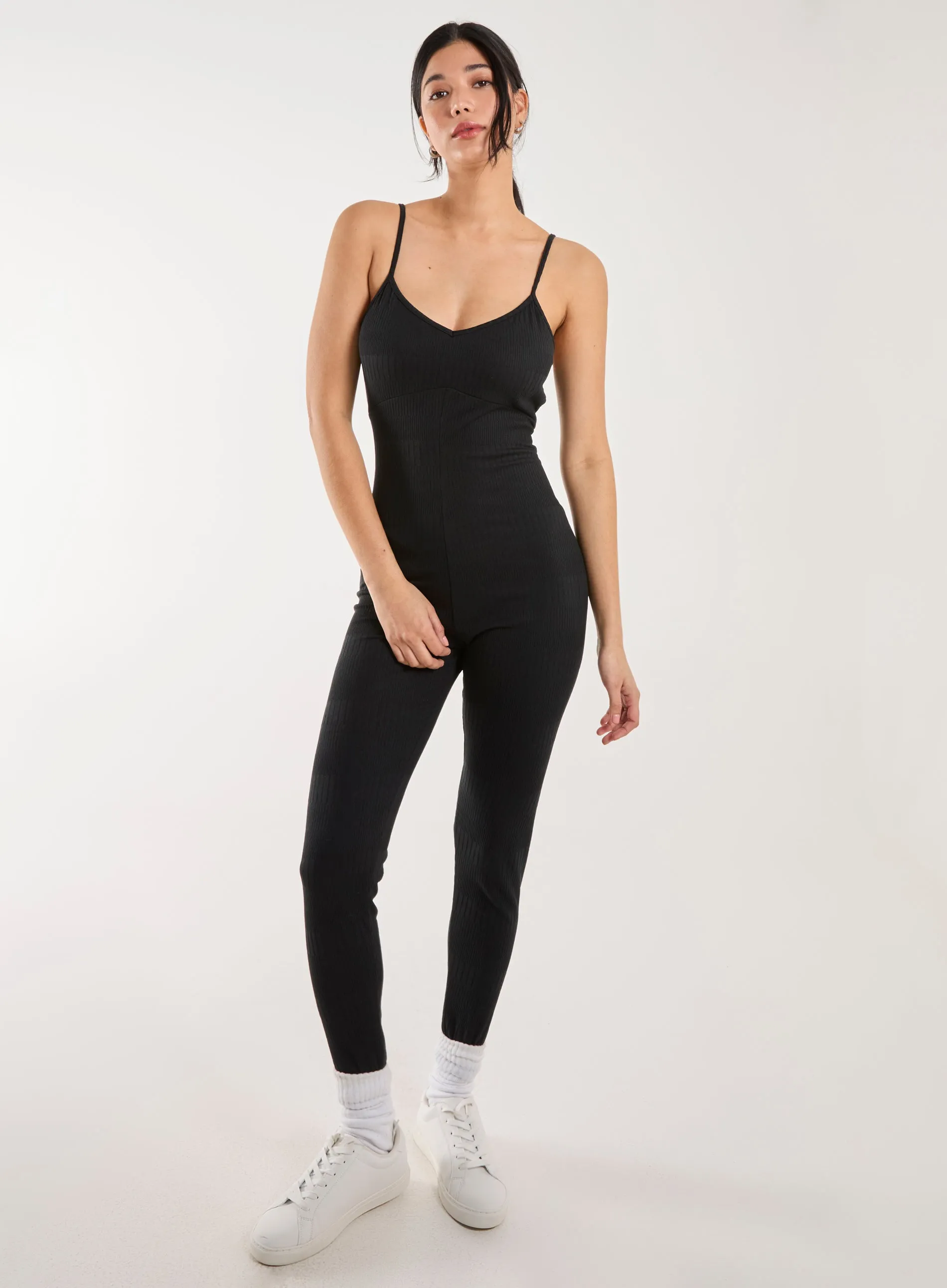 Ribbed Bodycon Unitard All in One