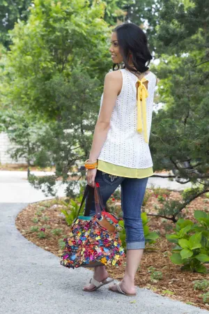 Ryu | Ivory/Yellow Crochet Overlay Sleeveless Blouse