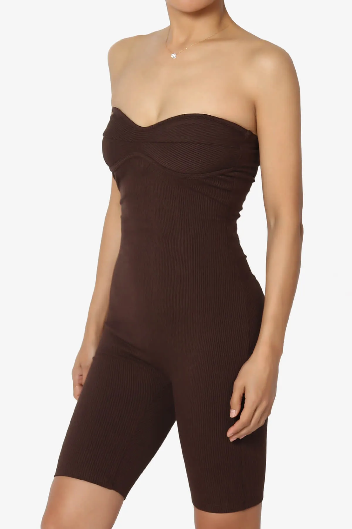 Santana Strapless Ribbed Romper