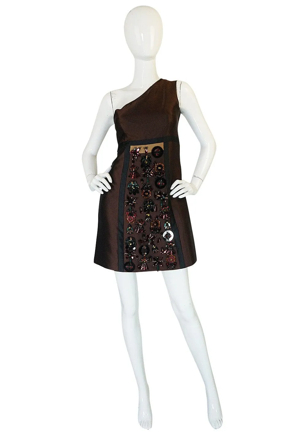 S/S 2005 Prada Runway Look 48 One Shoulder Embellished Silk Dress