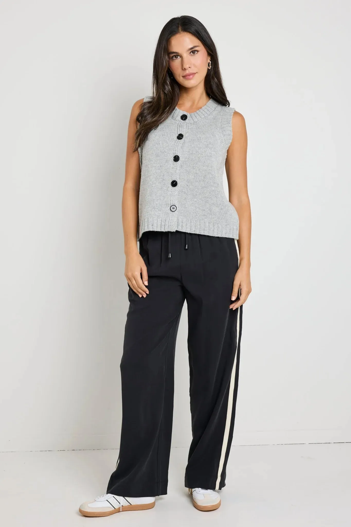 Stamp Grey Marle Crewneck Knit Vest Top - Grey Marle