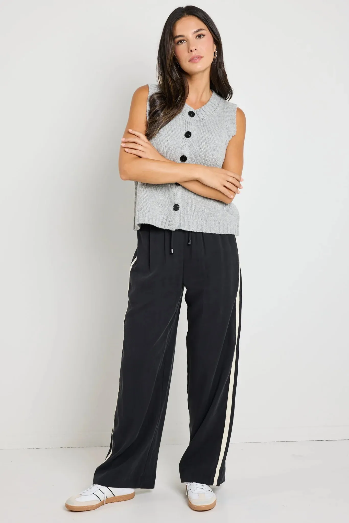 Stamp Grey Marle Crewneck Knit Vest Top - Grey Marle