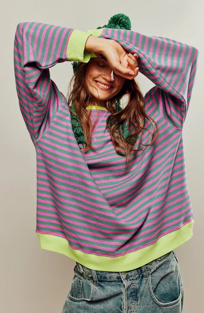 Striped Relaxed Fit Long Sleeve Top