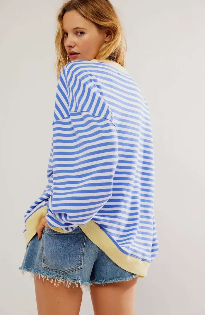 Striped Relaxed Fit Long Sleeve Top