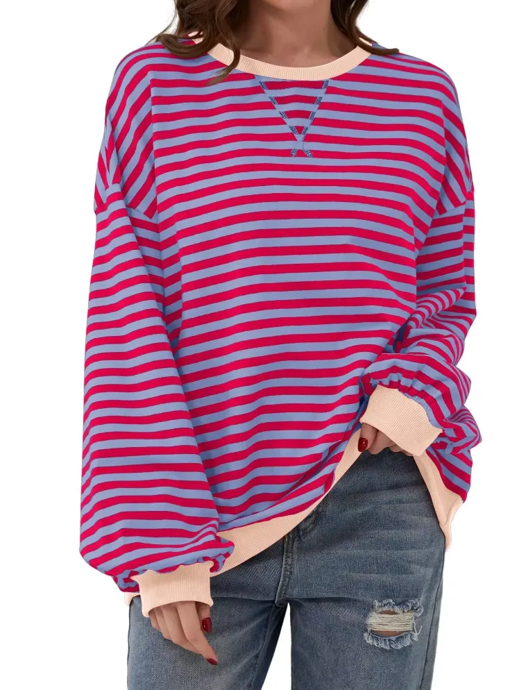 Striped Relaxed Fit Long Sleeve Top