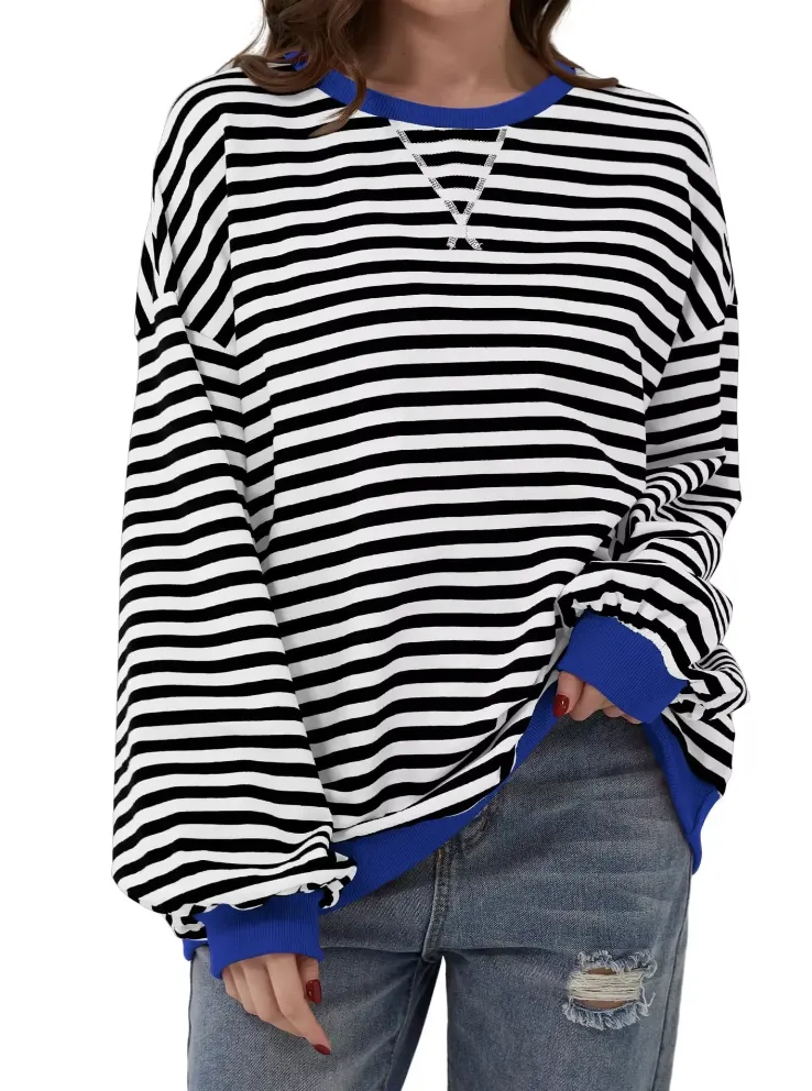Striped Relaxed Fit Long Sleeve Top