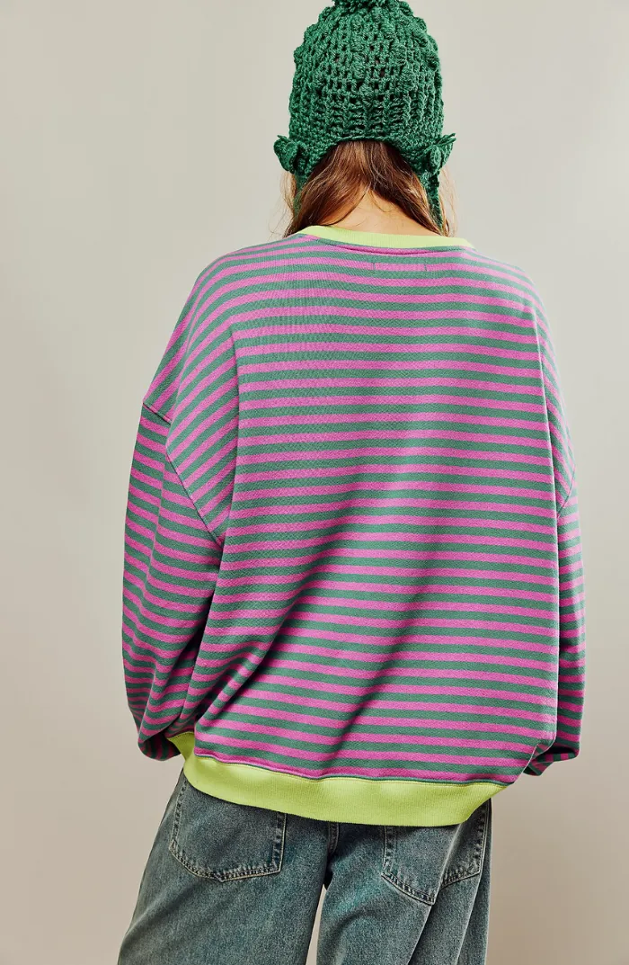 Striped Relaxed Fit Long Sleeve Top