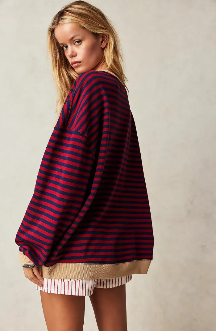 Striped Relaxed Fit Long Sleeve Top