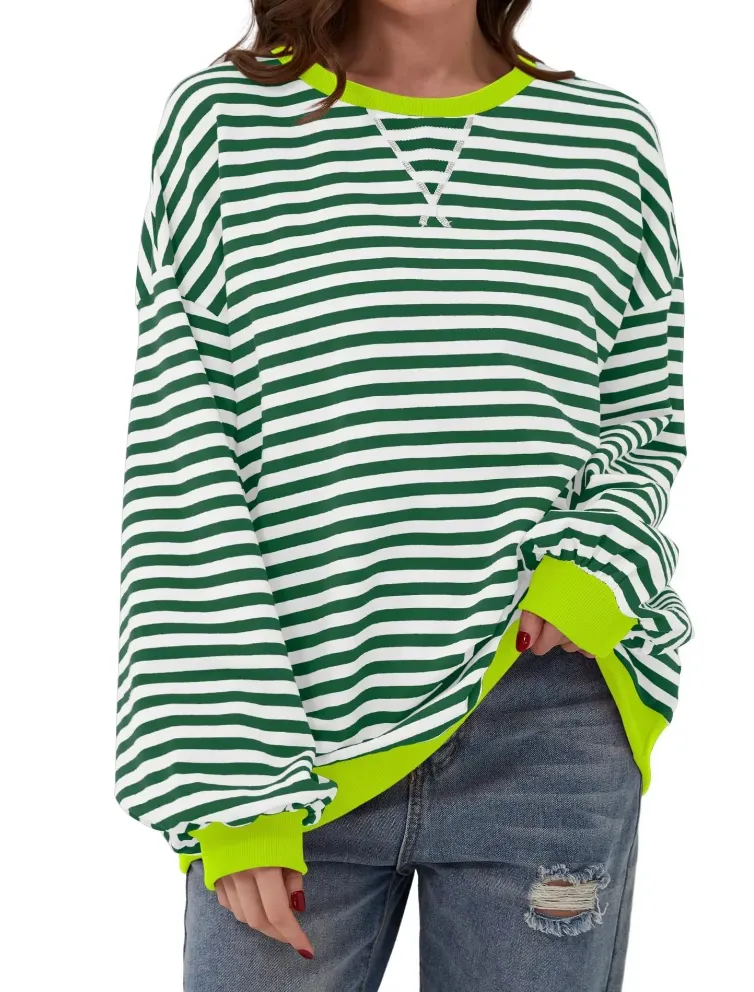 Striped Relaxed Fit Long Sleeve Top