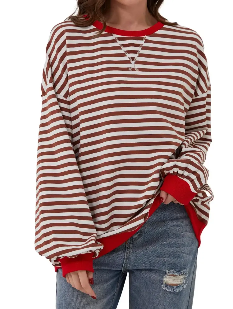 Striped Relaxed Fit Long Sleeve Top