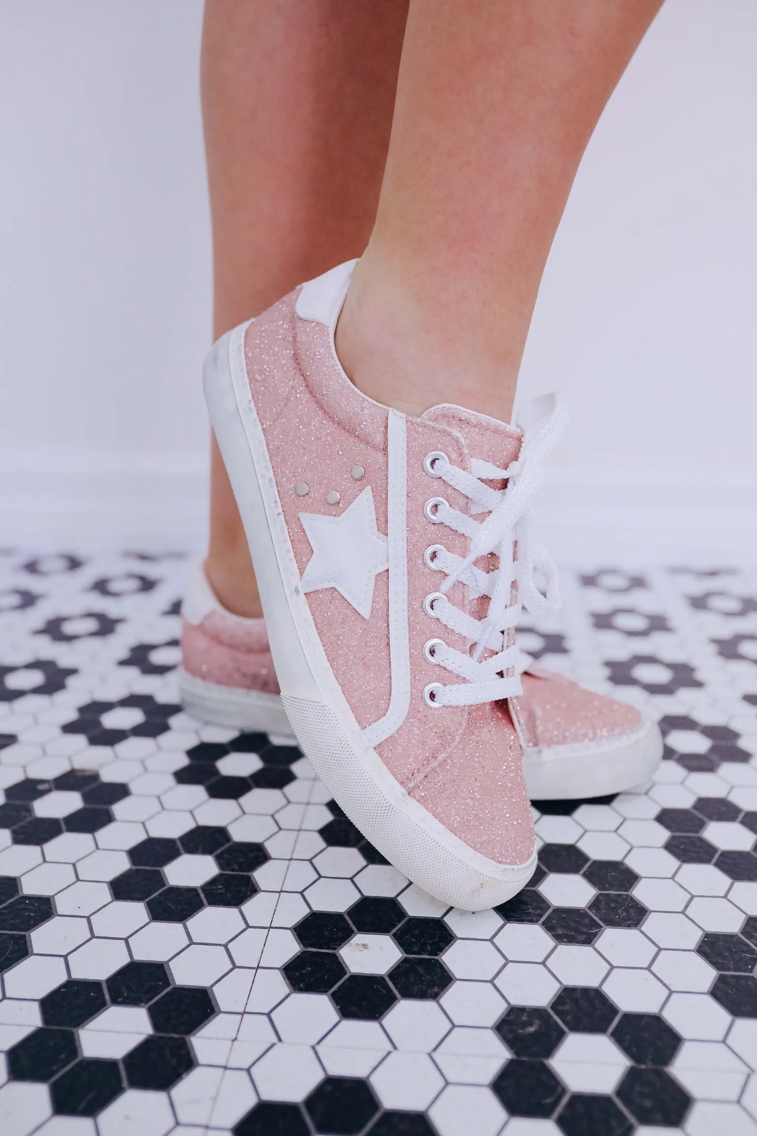 Super Star Glitter Sneaker By Corky's - Pink