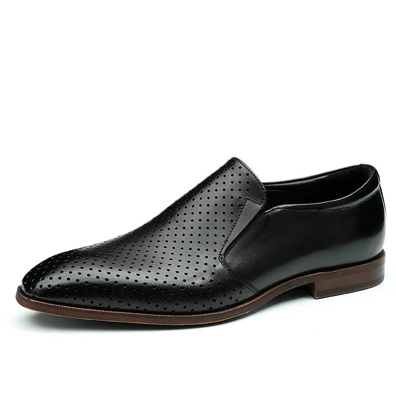 Top Layer Cowhide Men's Leather Shoes Hollow Leather Shoes Men's Summer Business Formal Wear Leather Sandals Genuine Leather Breathable Lazy Loafers Men's Shoes68899