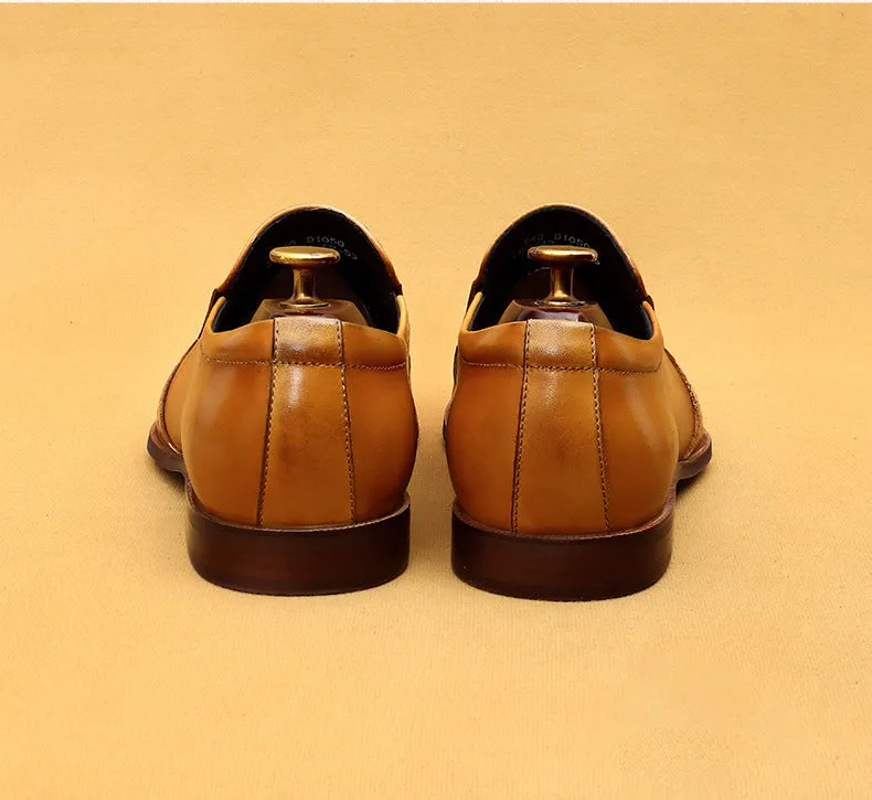 Top Layer Cowhide Men's Leather Shoes Hollow Leather Shoes Men's Summer Business Formal Wear Leather Sandals Genuine Leather Breathable Lazy Loafers Men's Shoes68899