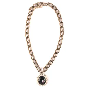Treska | Pearl Black Diamond Pendant Necklace