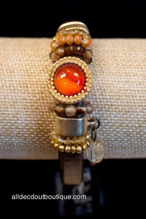 Treska | Rusty Bronze Magnet Bracelet with Stone