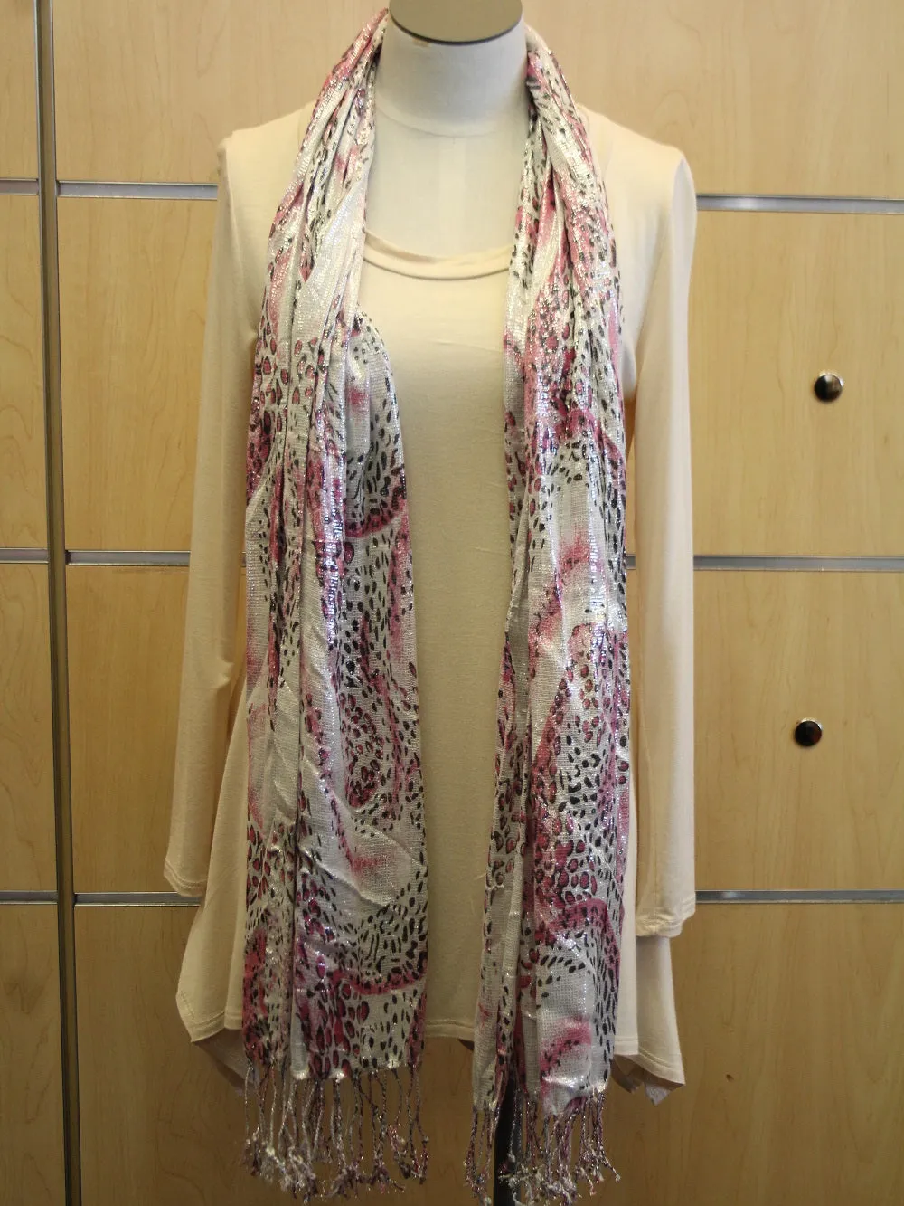 Treska | Wrap Pink and Silver Cheetah Scarf