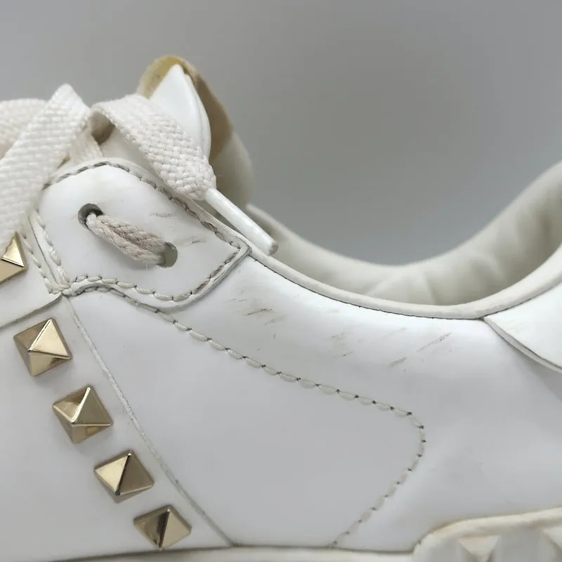 Valentino Rockstud Untitled Open Sneakers White Leather Size 39